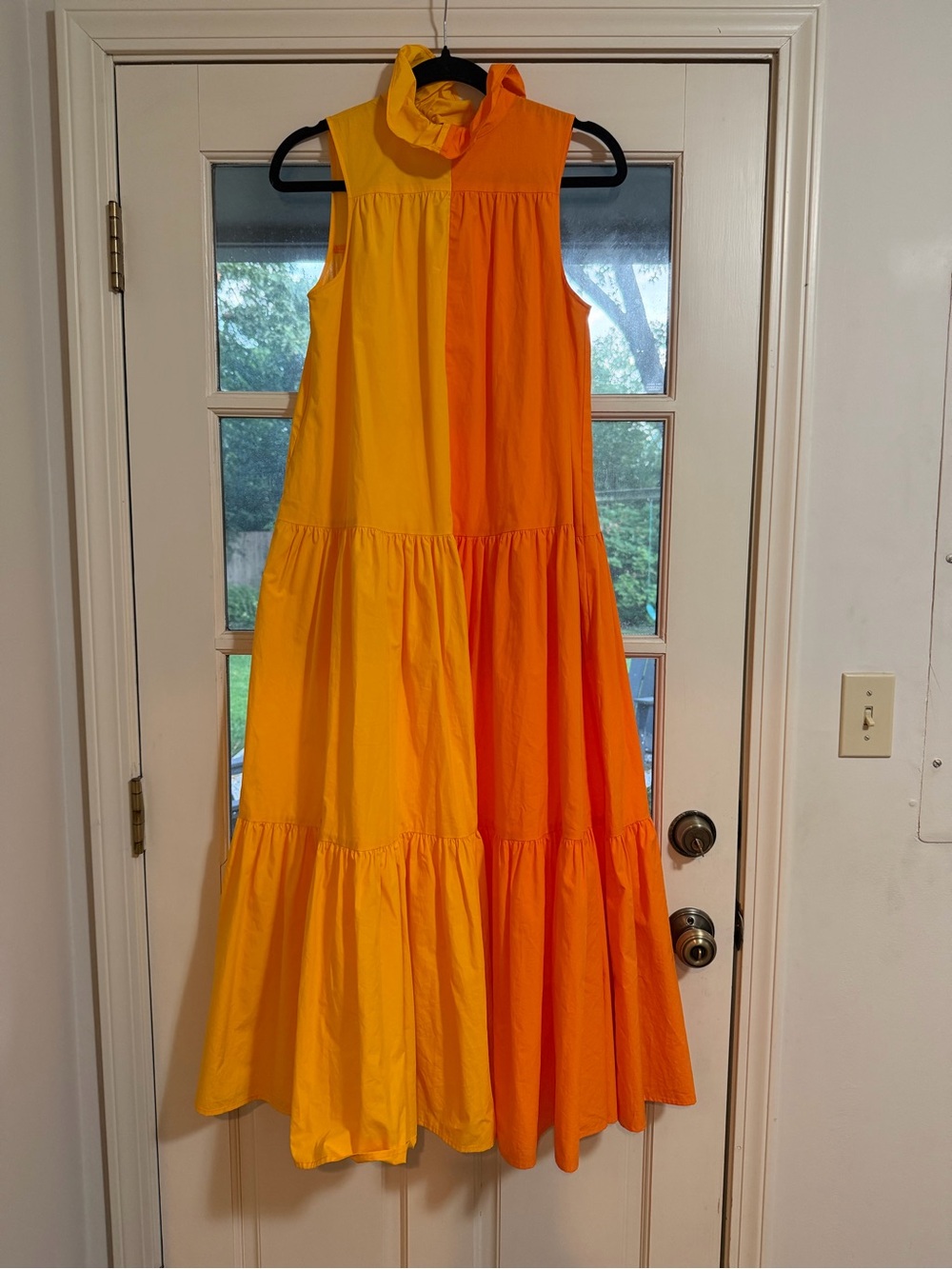Christopher John Rogers Yellow and Orange Tiered Maxi Dress